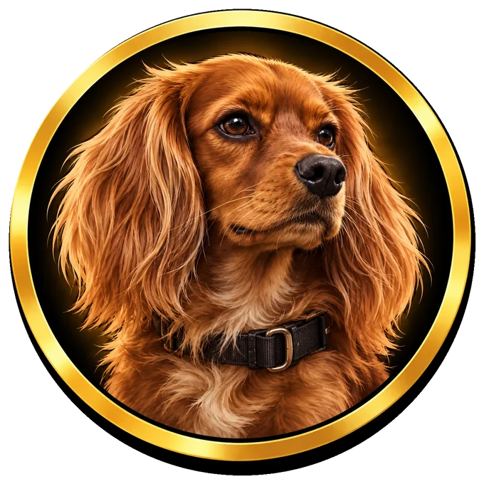 KAY9, das Wachhund-Maskottchen, in seinem Messingring